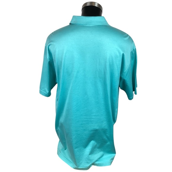 Peter Millar Polo Short Sleeve Cotton Shirt Turquoise - Picture 3 of 11